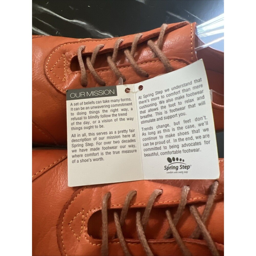 Spring Step Konak Sneaker Size 36/5.5-6 Womens Coral Orange Leather Shoe Cutouts - Picture 6 of 9